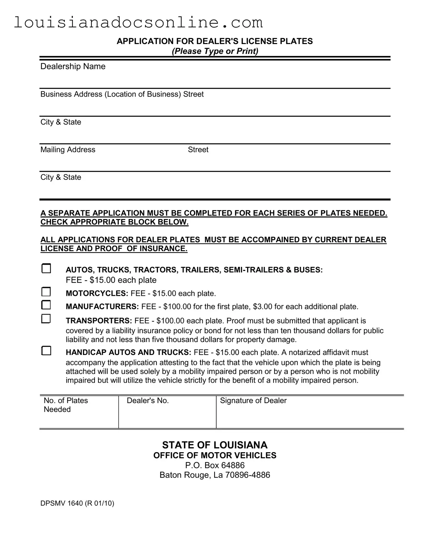 Dpsmv 1640 Louisiana Form