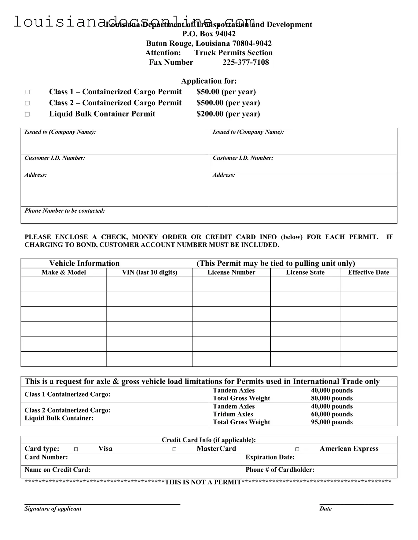 Harvest Season Permit Louisiana Form