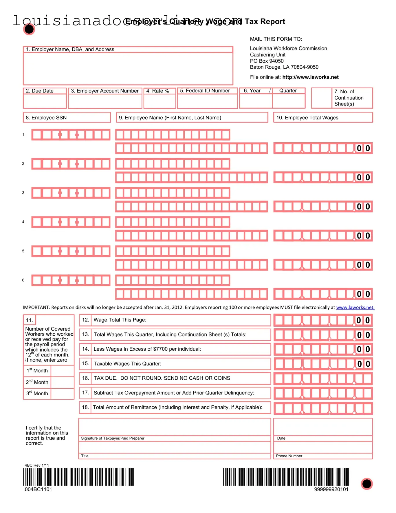 Louisiana Wage Report Form