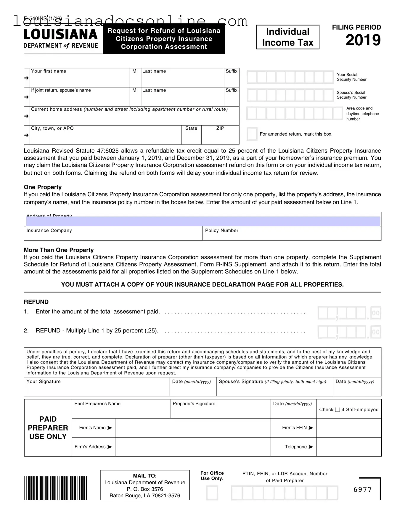R 540Ins Louisiana Form