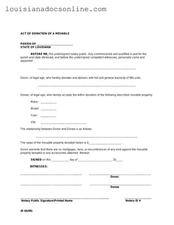 Louisiana act of donation Form