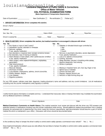 Louisiana Cdl Physical Form