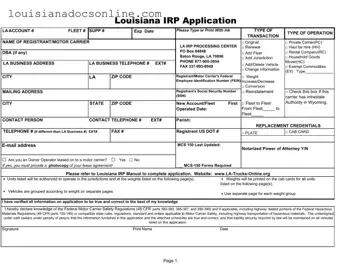 Louisiana Irp Application Form