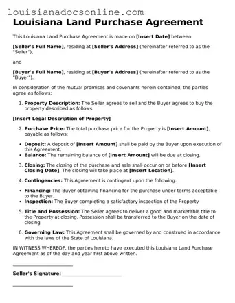 Printable  Land Purchase Agreement Form for Louisiana