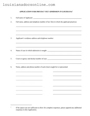 Louisiana Pro Hac Form