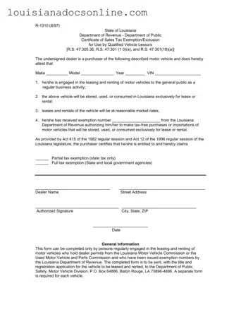Louisiana R 1310 Form