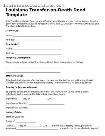 Printable  Transfer-on-Death Deed Form for Louisiana