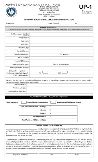 Louisiana Up 1 Form