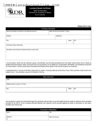 R 1042 Louisiana Certificate Form