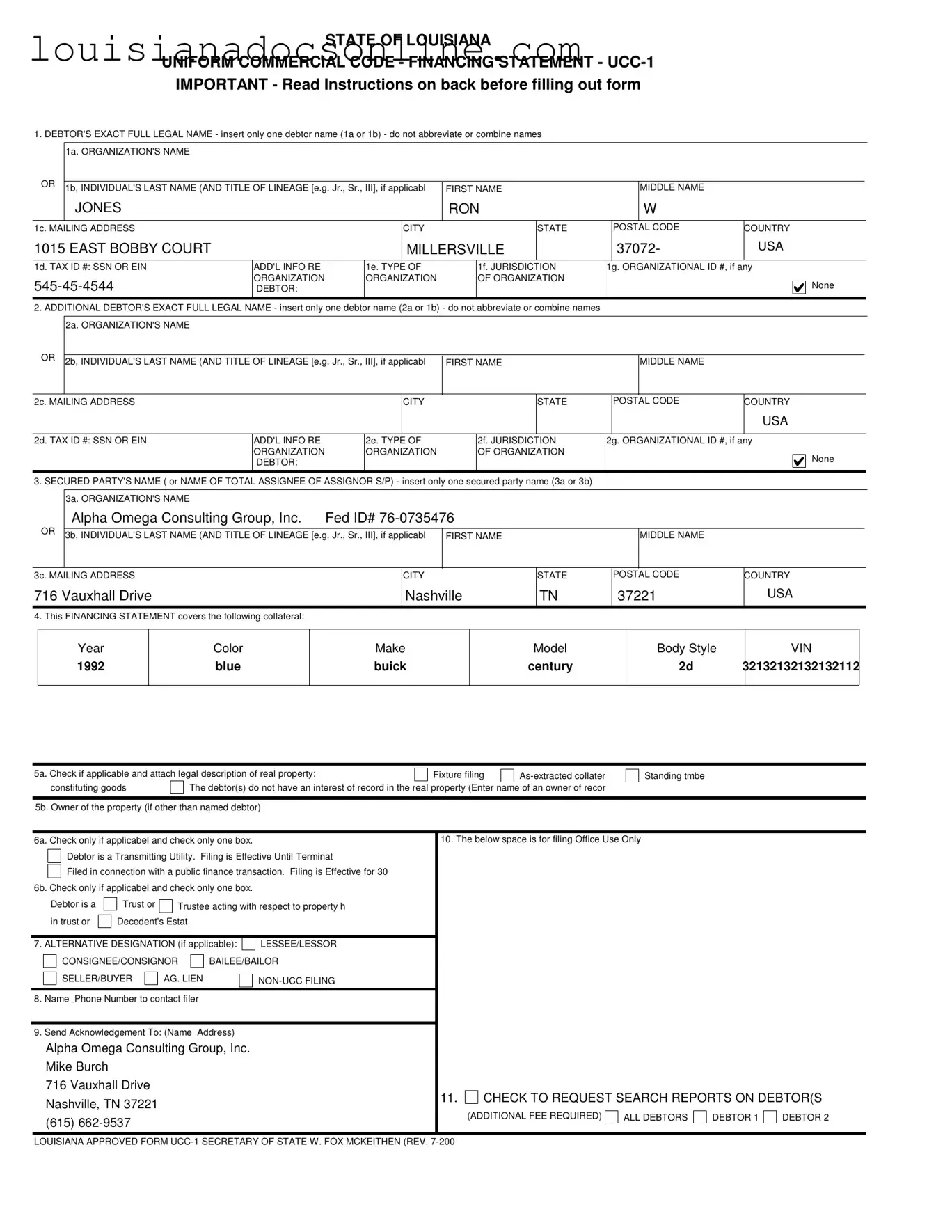 Ucc 1 Louisiana Form